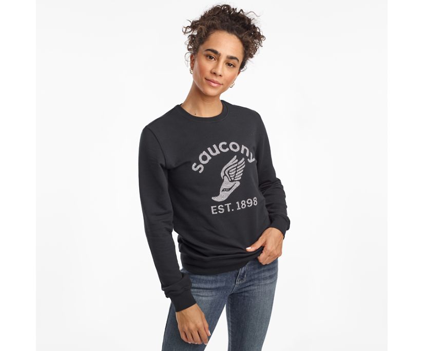 Saucony Rested Crewneck Women's Shirts Black | AU 280ZUTG